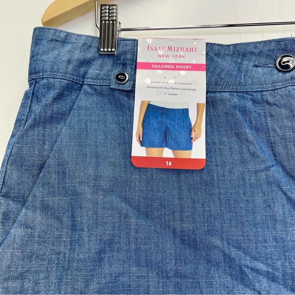 NWT Isaac Mizrahi New York Tailored Short Indigo Chambray Size 14 - Picture 5 of 9